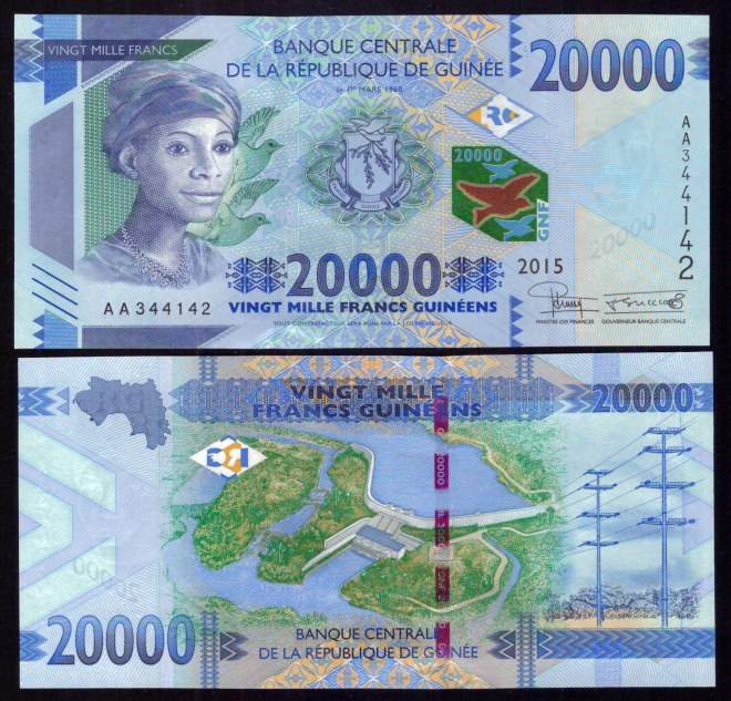 Гвинея 20000 франков 2015 года, UNC